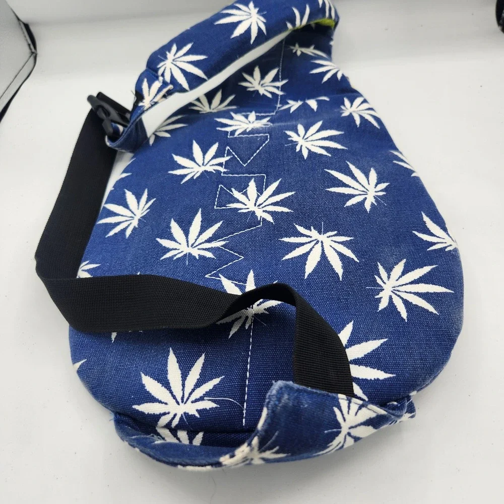 MERU Sling‎ Bag Backpack Blue White Leaf Pattern Trippy Crossbody Day Pack